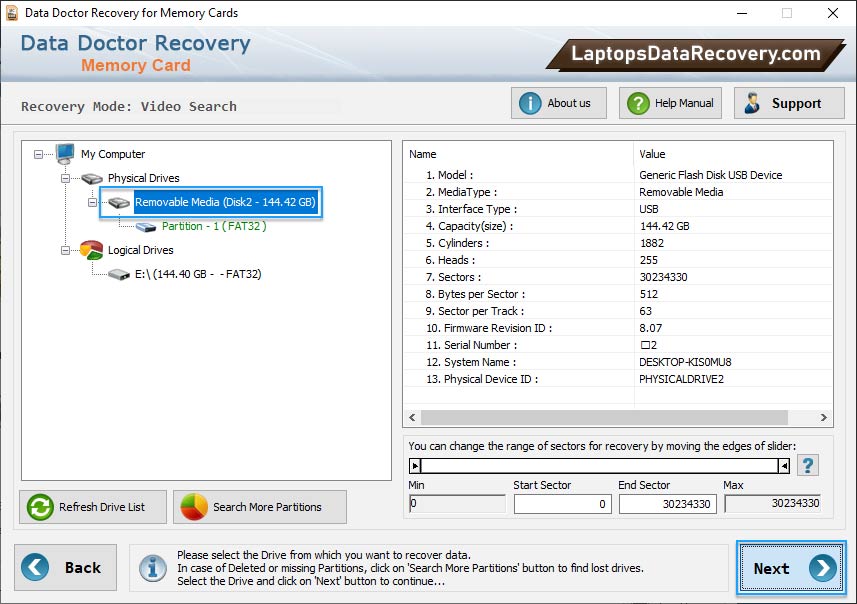 Select Disk / Partitions